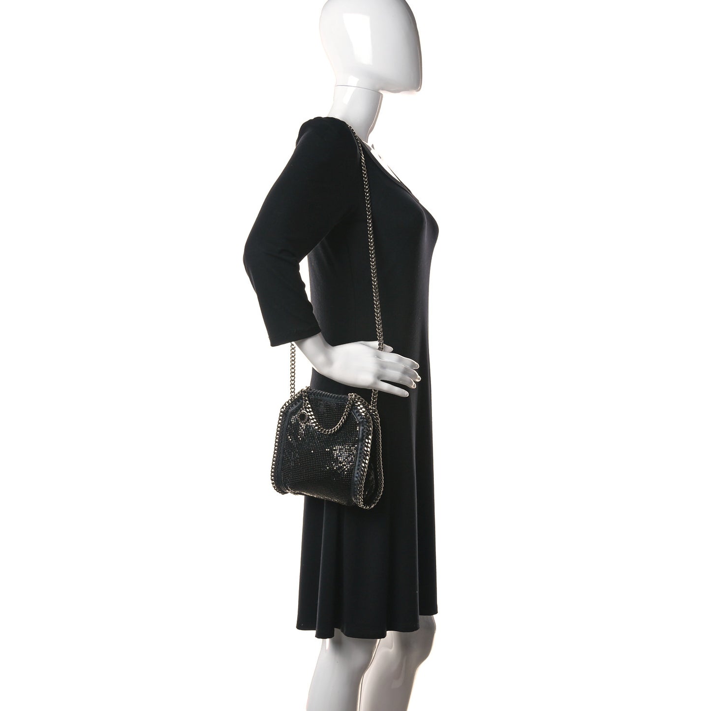 Crystal Stones Tiny Fold Over Falabella Black
