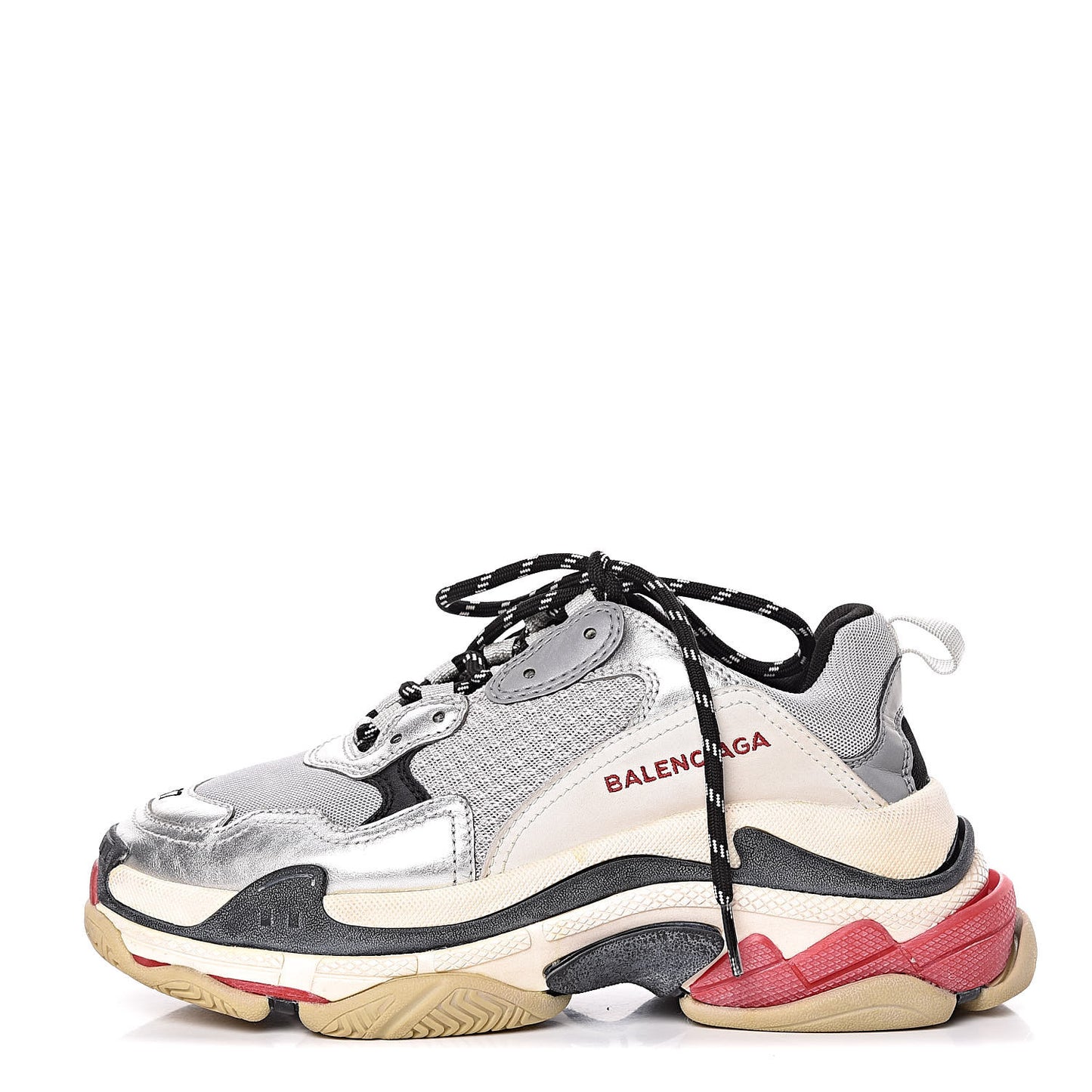 Mesh Nubuck Womens Triple S Sneakers 37 Black Argent