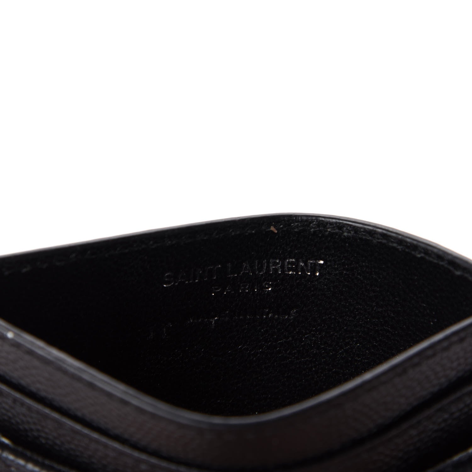 Saint Laurent Grain De Poudre Matelasse Chevron Monogram Credit Card Case Black 5 of 7