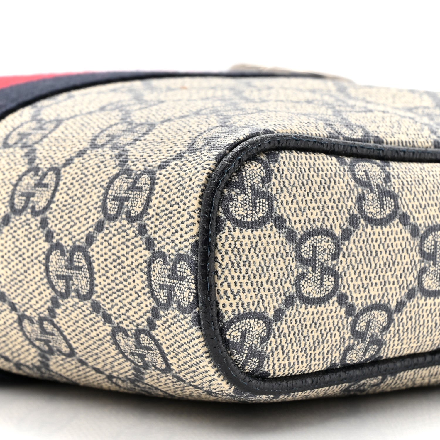 Gucci GG Supreme Monogram Textured Dollar Calfskin Web Small Ophidia Messenger Bag Beige Blue 9 of 12