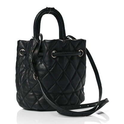 Balenciaga Nappa Calfskin Quilted Touch B Bucket Bag Black 2 of 9