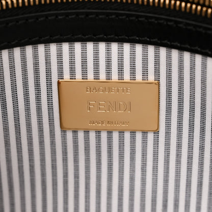 Fendi Cotton Cuoio Bretagna Striped Baguette Grigio White Black 6 of 12