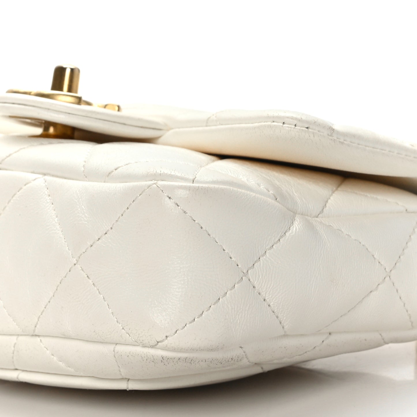 Lambskin Quilted Mini Funky Town Flap White