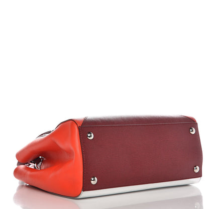 Fendi Vitello Elite Calfskin Colorblock Petite 2Jours Tote Argento Rosso 5 of 10