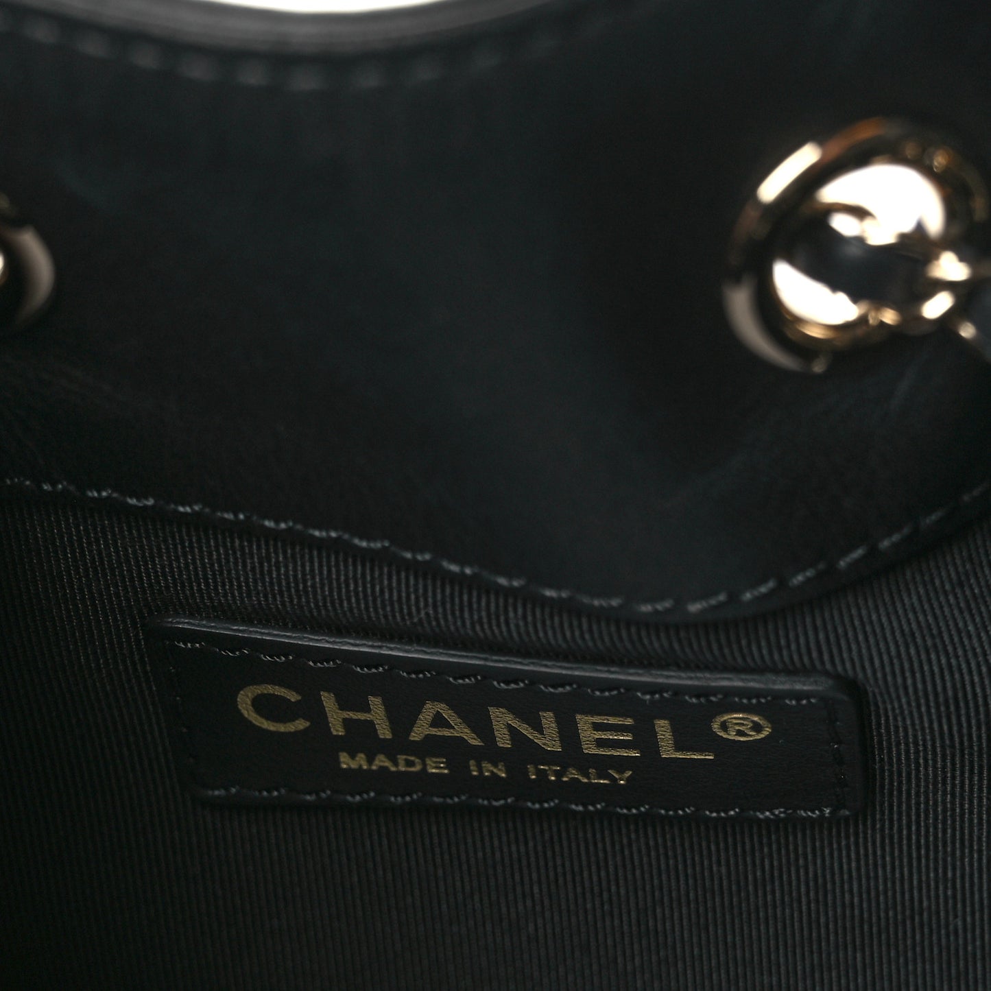 Calfskin Mini Drawstring CC Bag Black
