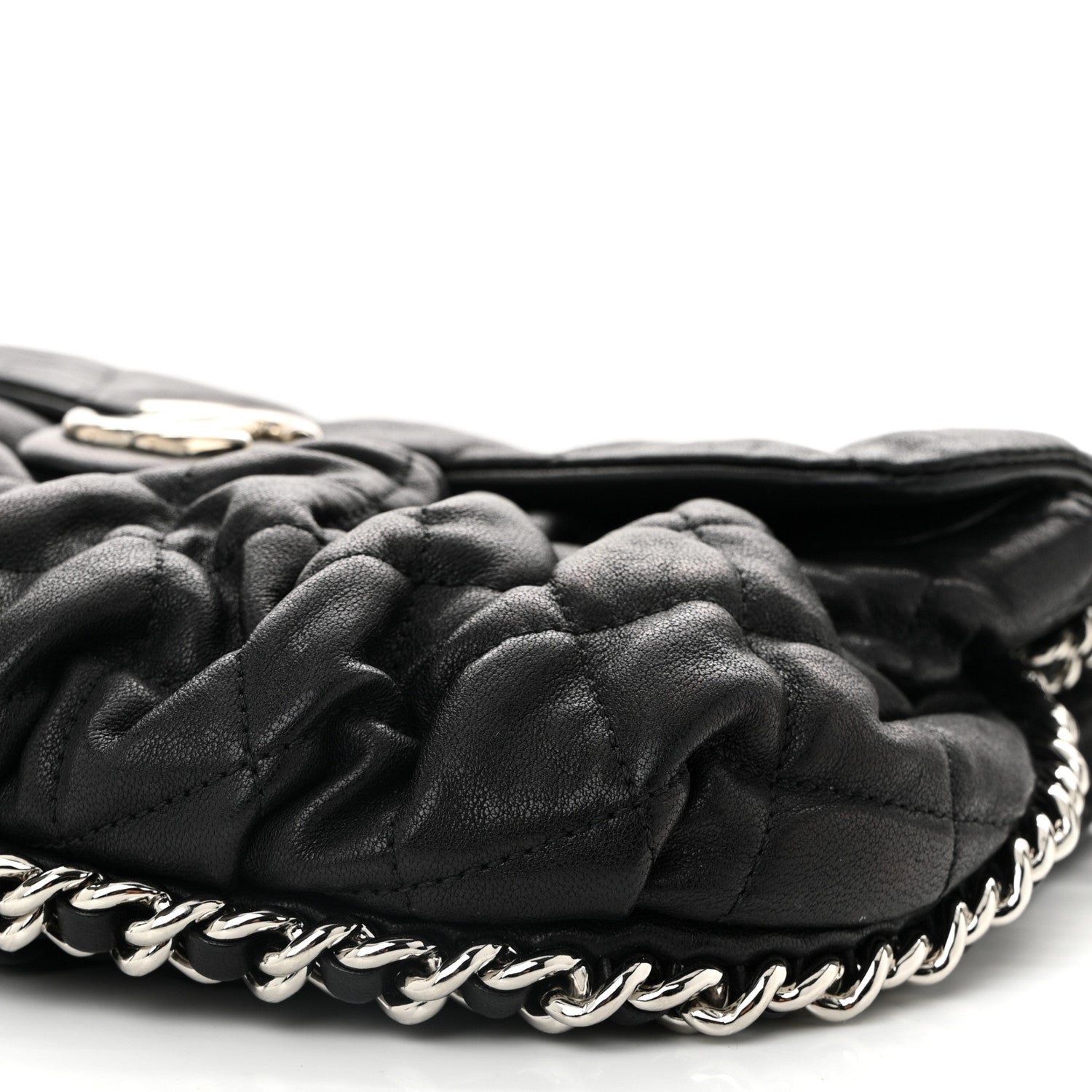 Chanel Washed Lambskin Quilted Medium Chain Around Messenger Black 10 of 11