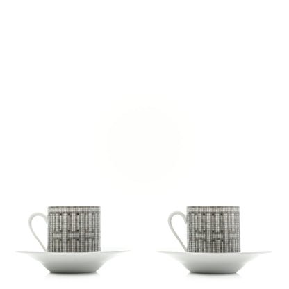 Hermes Porcelain Mosaique au 24 Coffee Cup and Saucer Set of 2 1 of 11