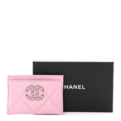 Chanel Lambskin Quilted Chanel 19 Card Holder Dark Pink 9 of 9