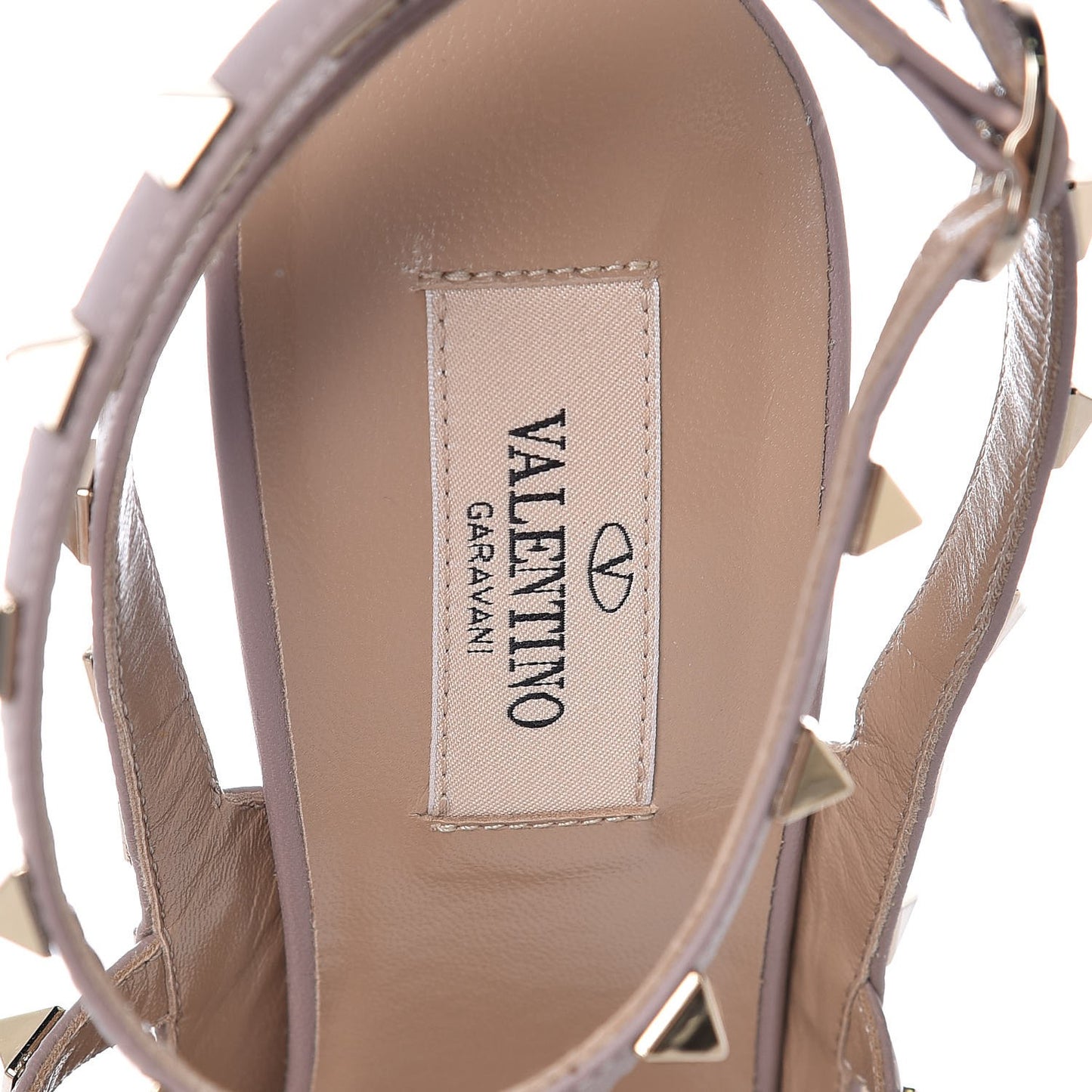 Nappa Rockstud Ankle Strap Pumps 40 Poudre