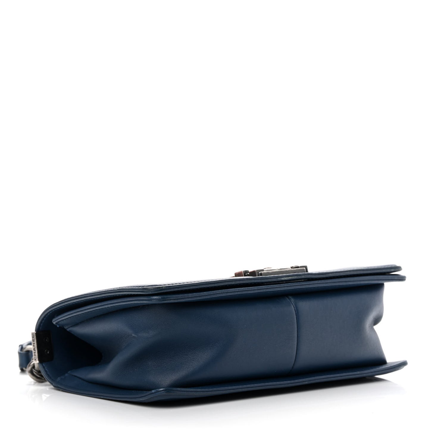 Wrinkled Lambskin Chevron Quilted Medium Boy Flap Navy