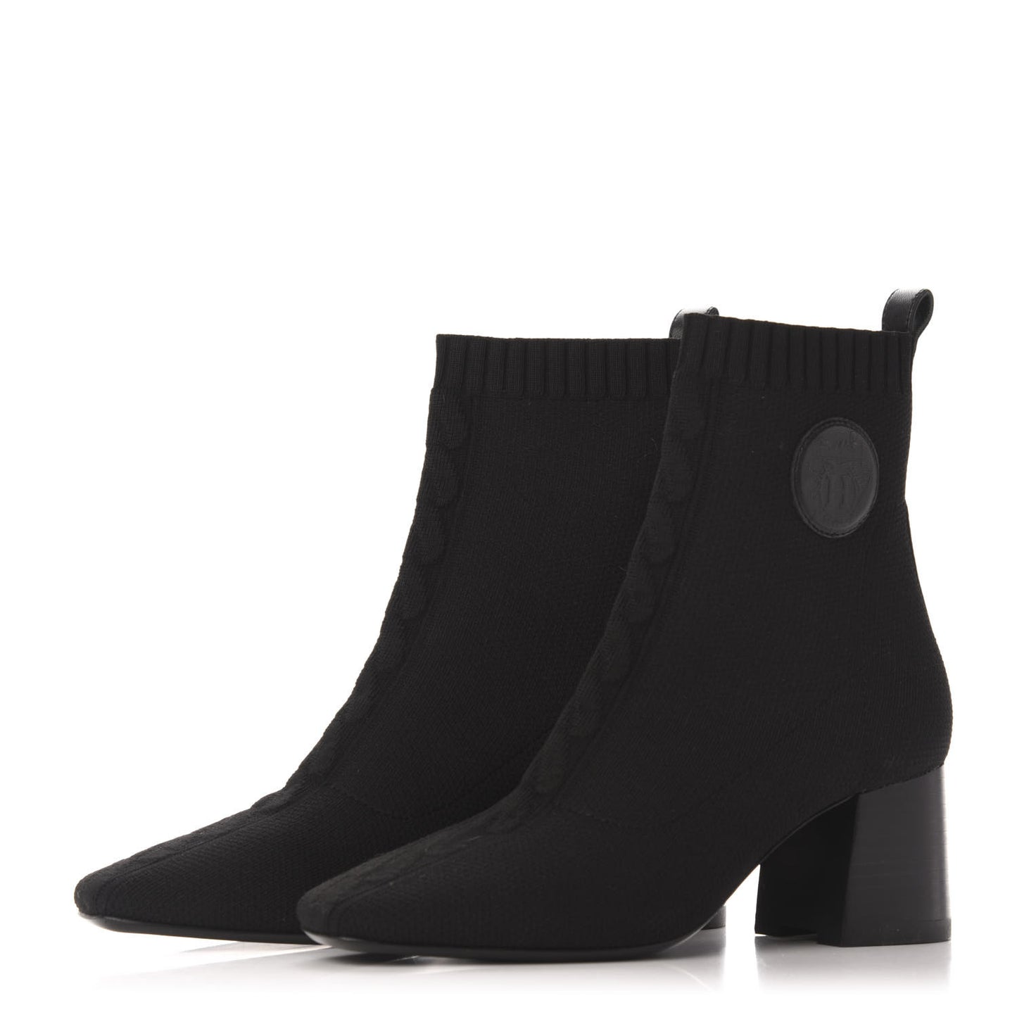 Knit Calfskin Volver Ankle Boots 36.5.5 Black
