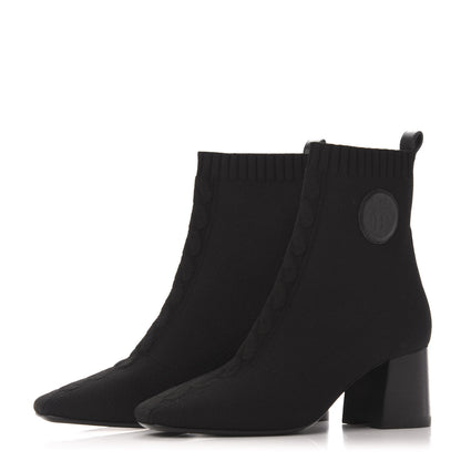Hermes Knit Calfskin Volver Ankle Boots 36.5.5 Black 3 of 7