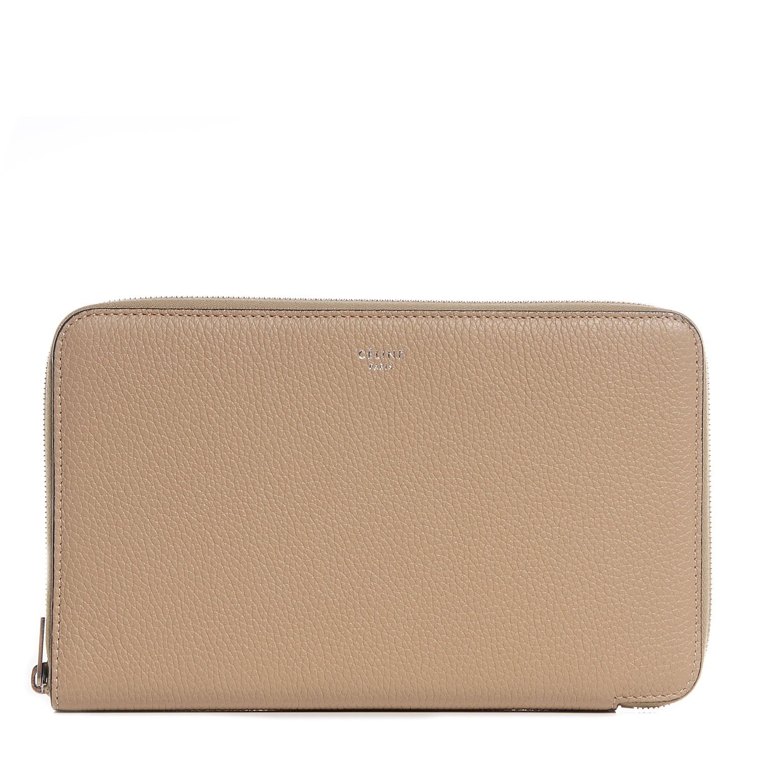 Celine Drummed Calfskin Zip Around Organizer Wallet Dune 1 of 10
