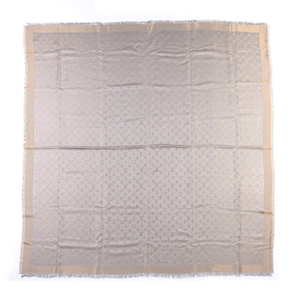 Louis Vuitton Silk Lurex Wool Monogram Shine Shawl Greige 1 of 3