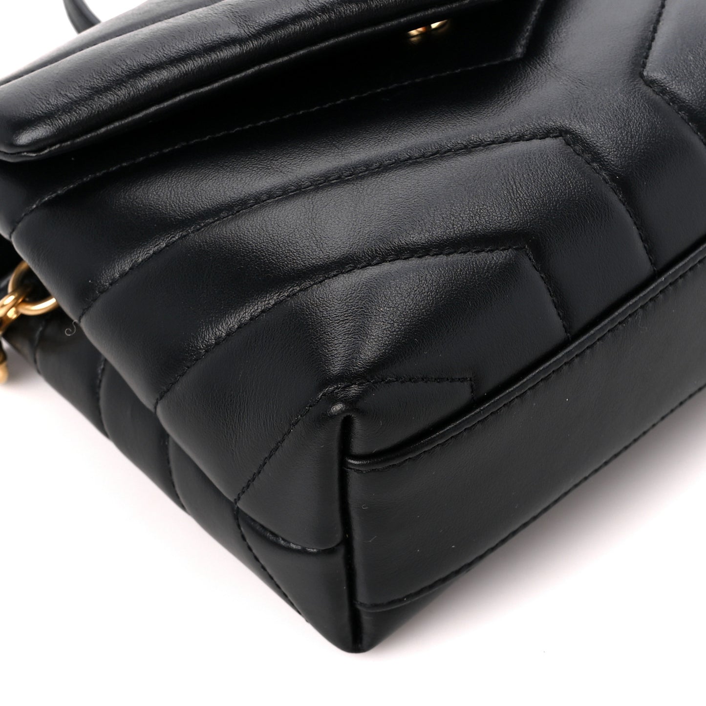 Calfskin Y Quilted Monogram Toy Loulou Crossbody Bag Black