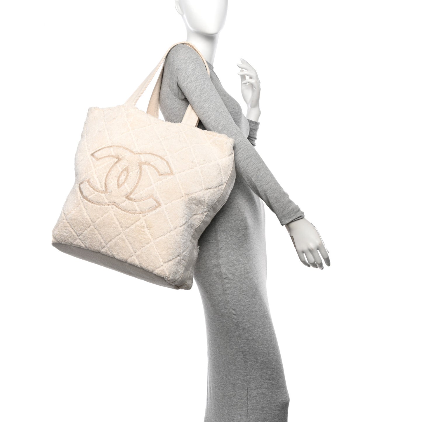 Terry Cotton CC Beach Tote Towel Set Ivory