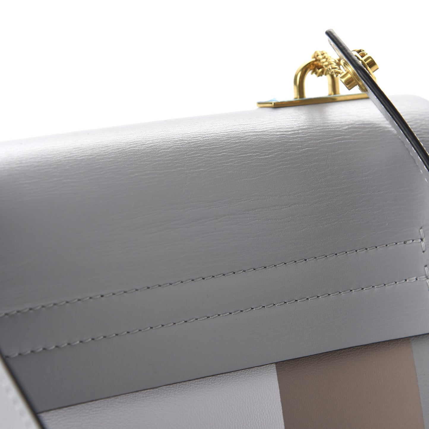 Smooth Calfskin Small Colorblock Vring Shoulder Bag Pastel Grey