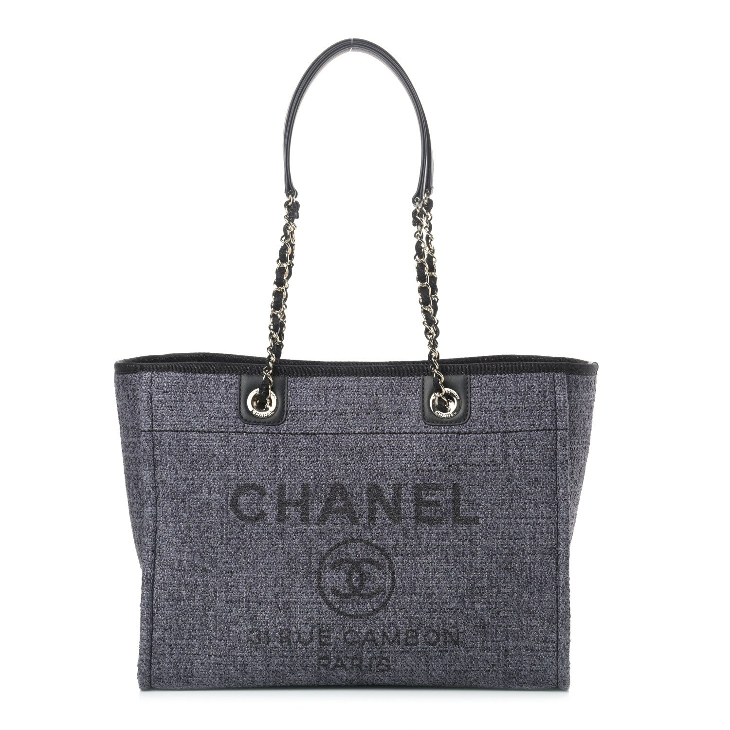 Chanel Lurex Boucle Small Deauville Tote Black 1 of 9