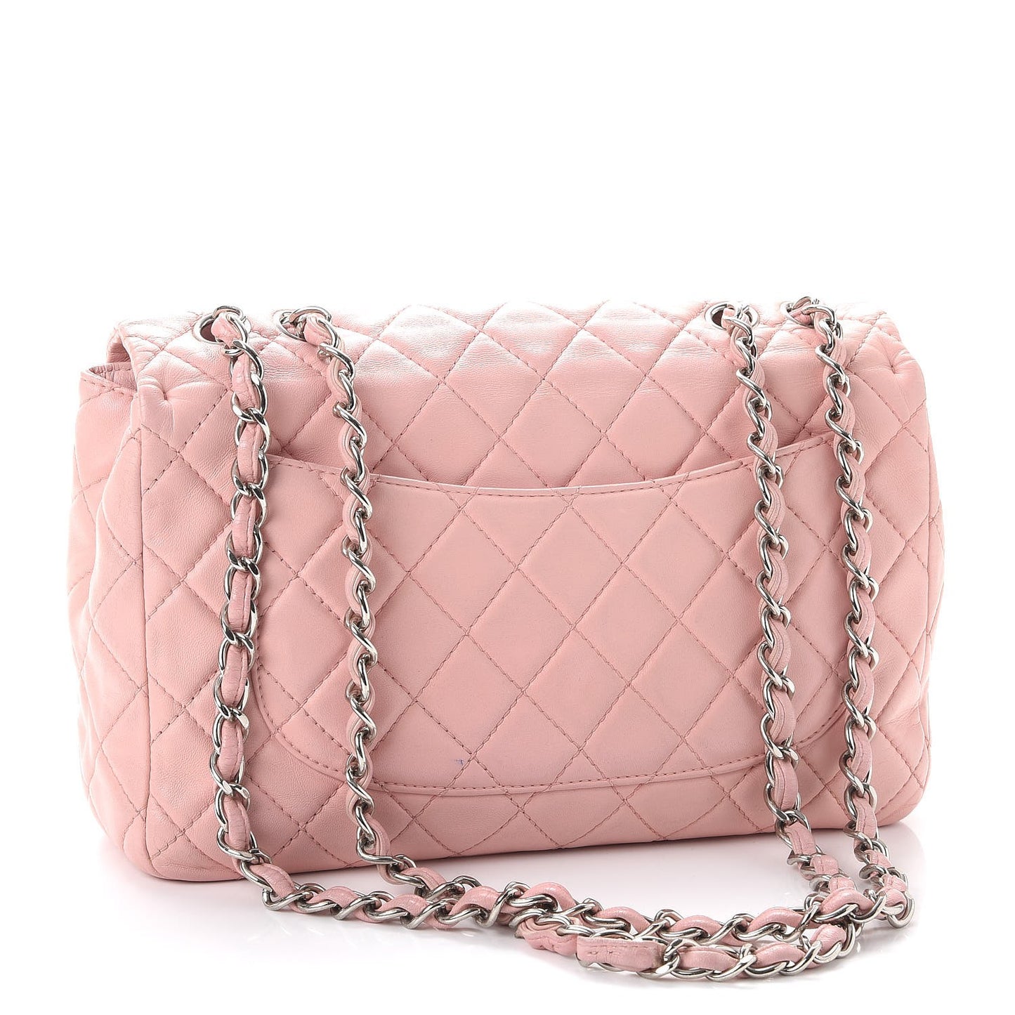 Lambskin Quilted Jumbo Single Flap Light Pink
