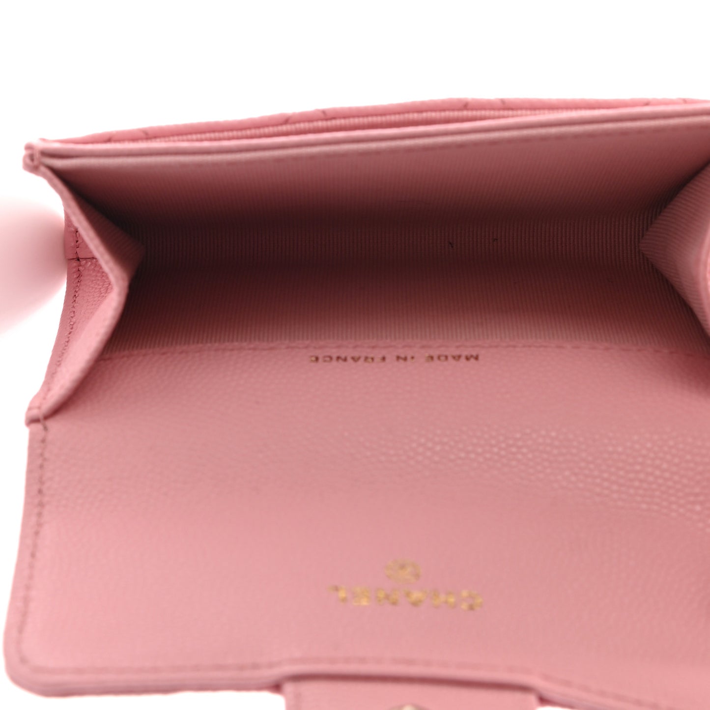 Caviar Quilted Flap Card Holder Wallet Light Pink