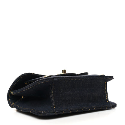 Chanel Denim Quilted Double You Mini Flap Black Golden 4 of 11