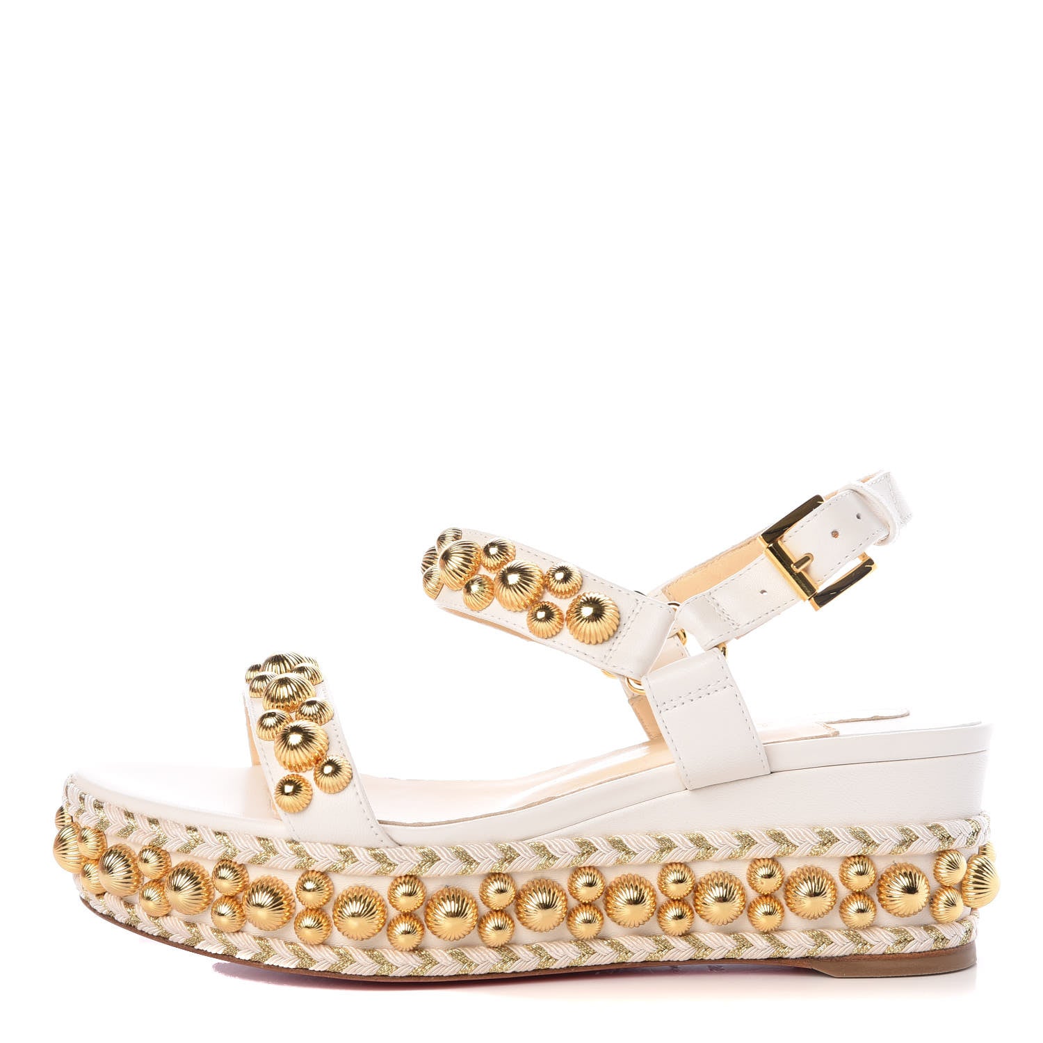 Christian Louboutin Shiny Nappa Rondaclou 60 Platform Sandals 36 Latte 1 of 8