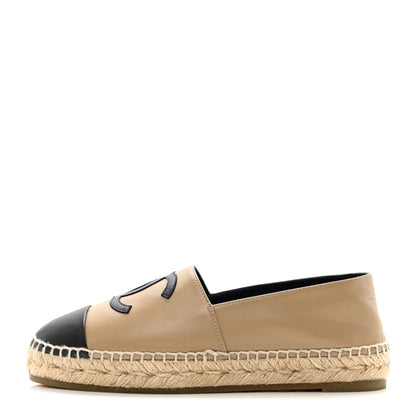 Chanel Lambskin CC Espadrilles 37 Beige Black 1 of 9