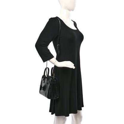 Saint Laurent Calfskin Crocodile Embossed Nano Sac De Jour Black 2 of 12