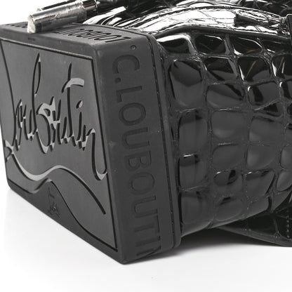 Christian Louboutin Calfskin Alligator Embossed Small Explorafunk Backpack Black 10 of 12
