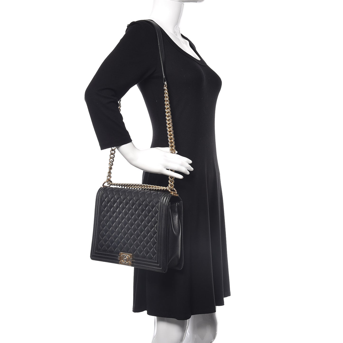 Lambskin Quilted Large Boy Flap Black