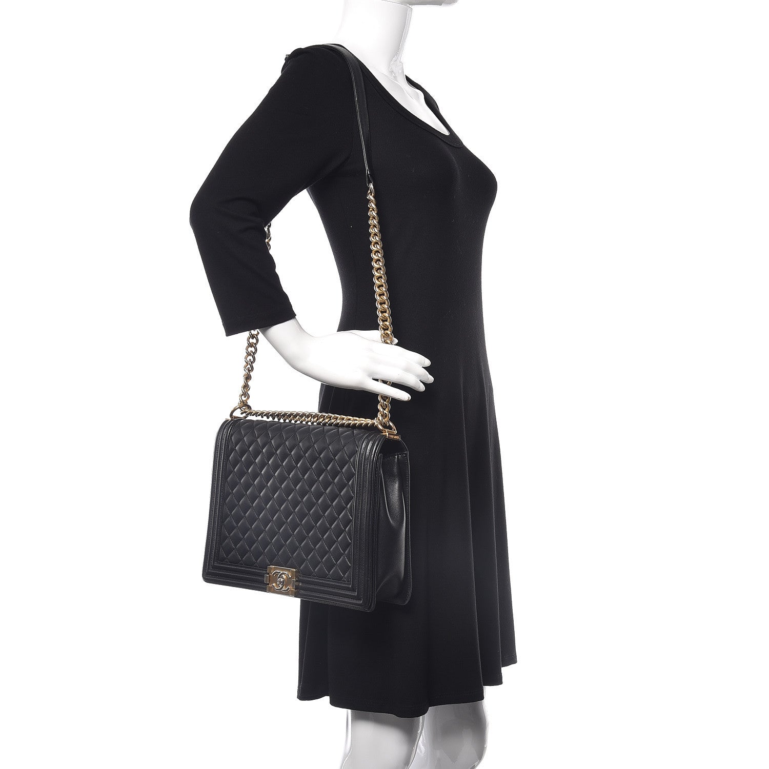 Chanel Lambskin Quilted Large Boy Flap Black 2 of 10