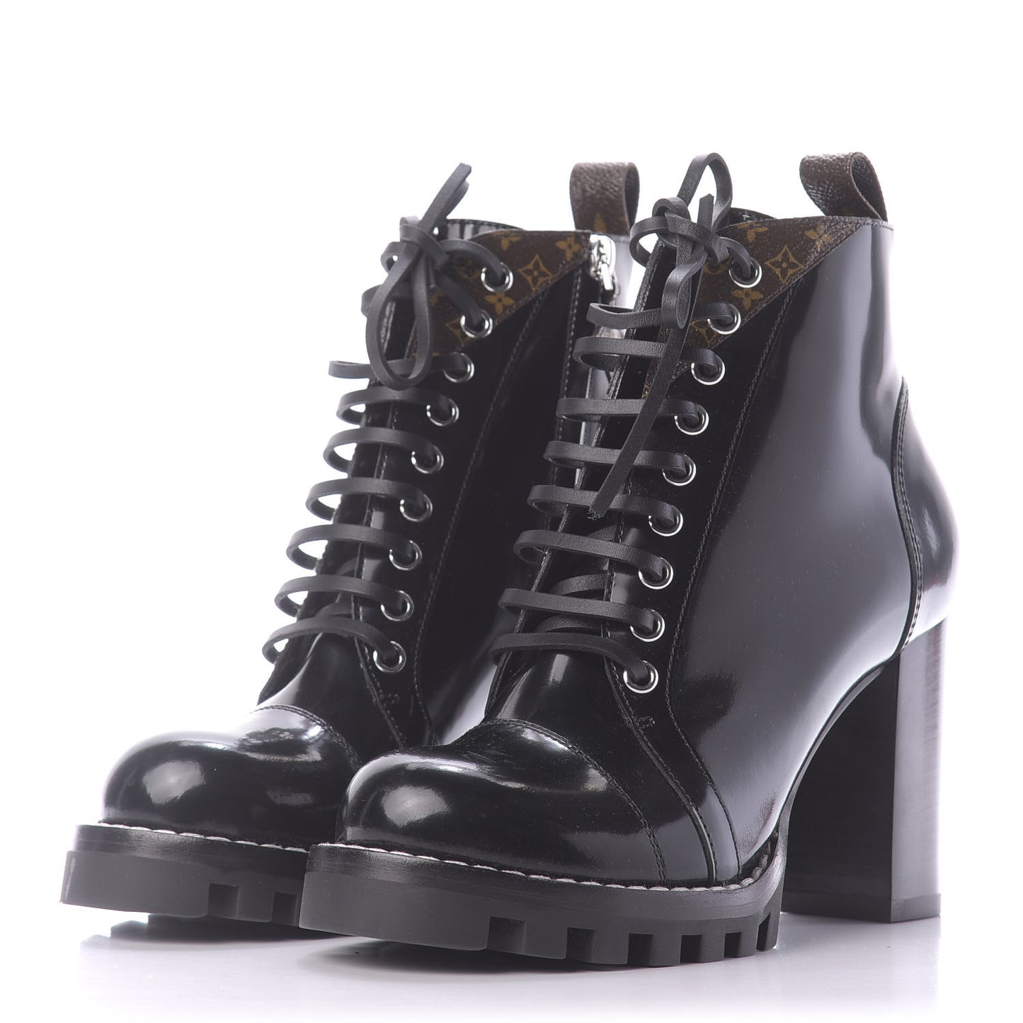 Patent Calfskin Monogram Star Trail Ankle Boots 37.5 Black