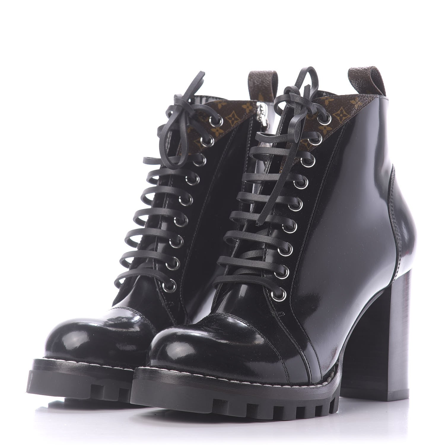 Louis Vuitton Patent Calfskin Monogram Star Trail Ankle Boots 37.5 Black 2 of 9