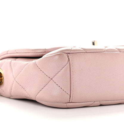 Chanel Metallic Lambskin Quilted Logo Charm Chain Flap Pink 9 of 12