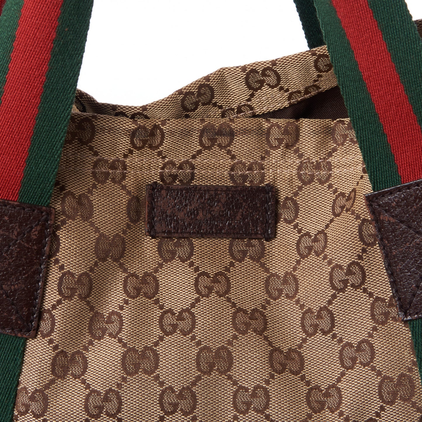 GG Monogram Medium Web Handle Vertical Tote Dark Brown