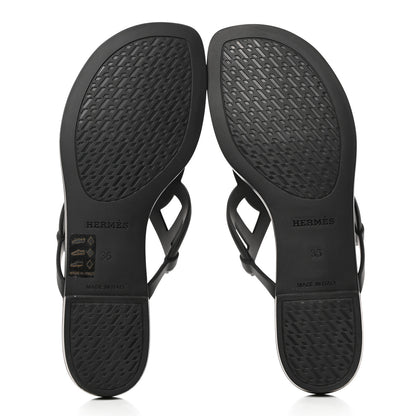 Hermes Rubber Womens Egerie Sandals 36 Black 5 of 9