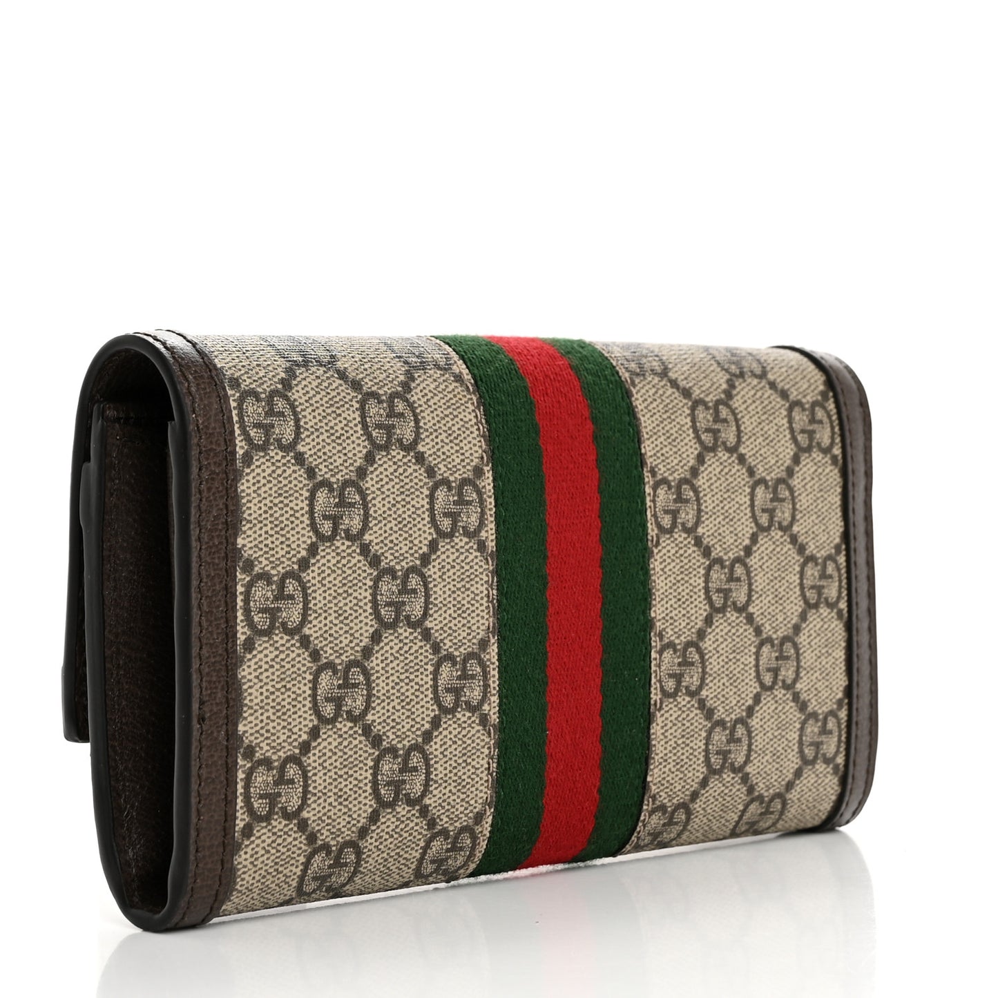 GG Supreme Monogram Web Ophidia Continental Wallet Brown