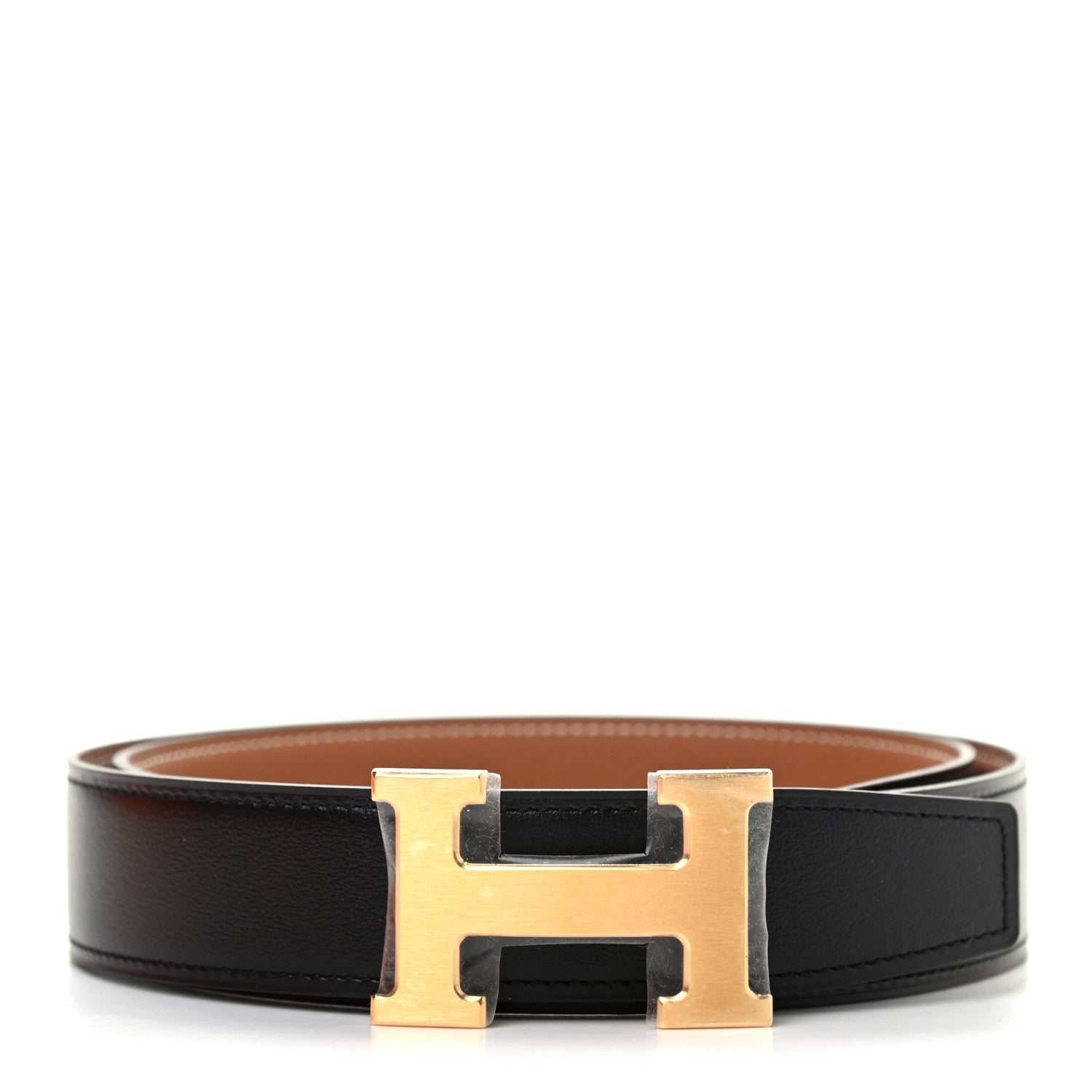 Hermes Box Togo 32mm H Belt 85 Black Gold 1 of 5