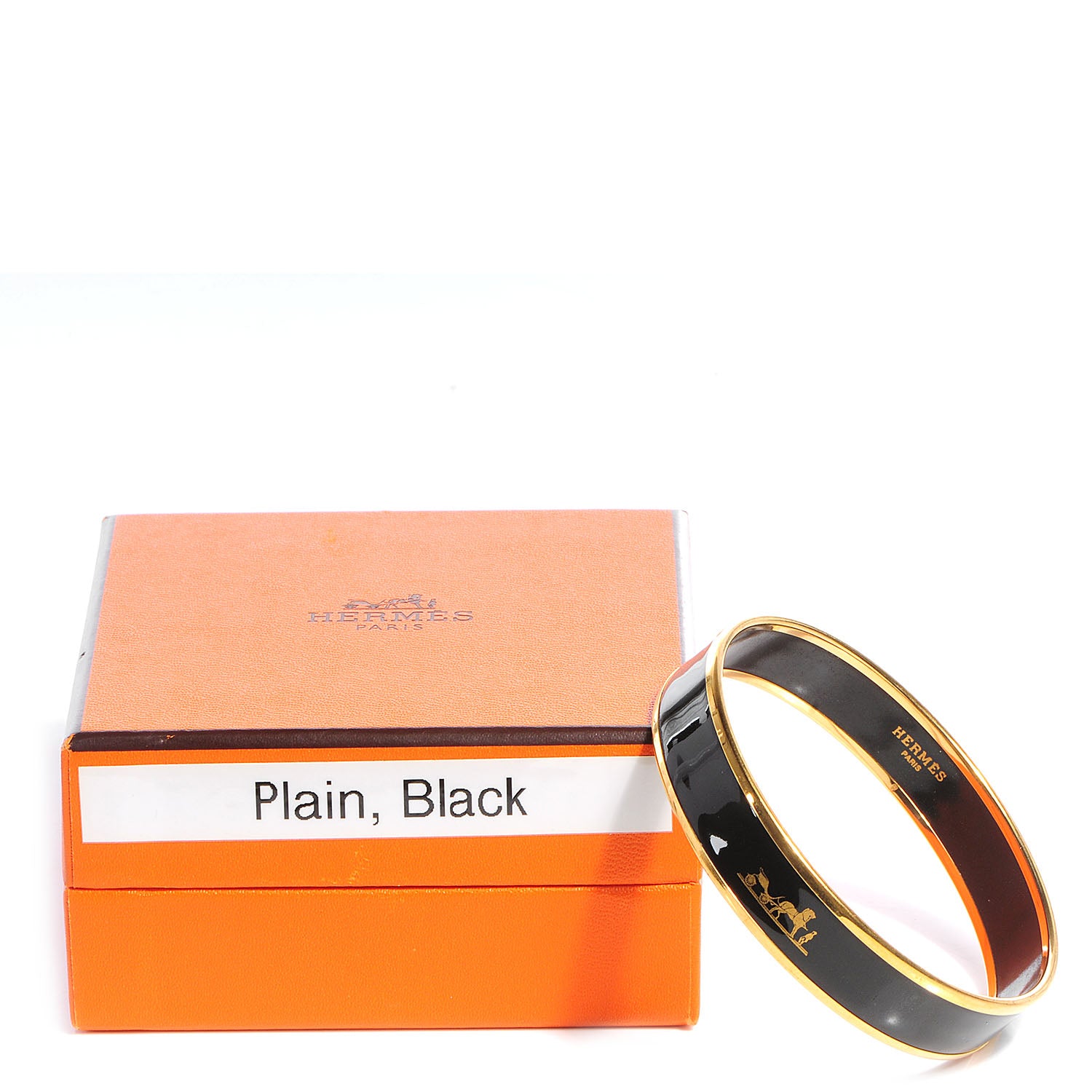 Hermes Enamel Printed Caleche Medium Bracelet 70 Black 6 of 6