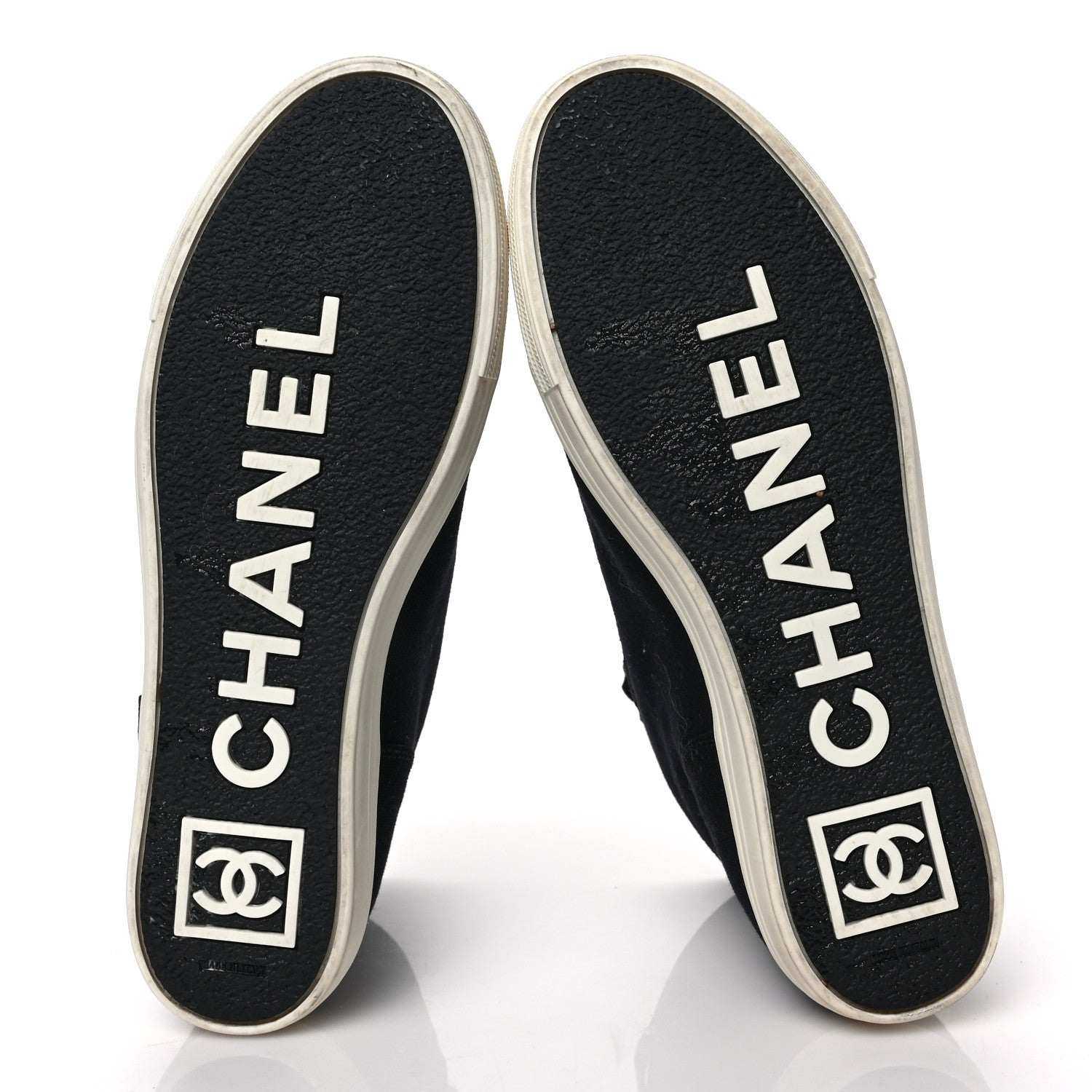 Chanel Canvas CC High Top Sneakers 40 Black White 5 of 6