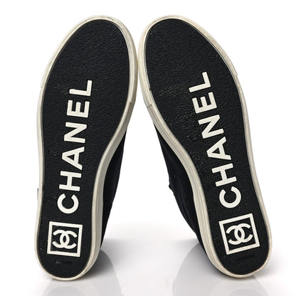 Chanel Canvas CC High Top Sneakers 40 Black White 5 of 6