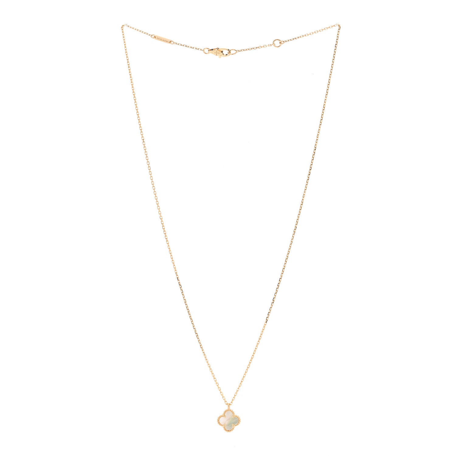 Van Cleef & Arpels 18K Yellow Gold Mother of Pearl Sweet Alhambra Pendant Necklace 2 of 5