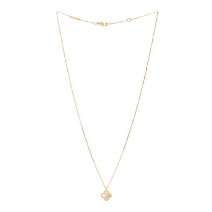 Van Cleef & Arpels 18K Yellow Gold Mother of Pearl Sweet Alhambra Pendant Necklace 2 of 5