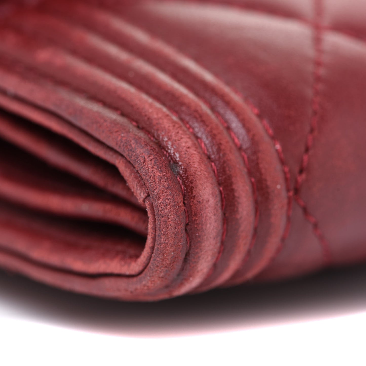 Lambskin Quilted Boy Flap Wallet Dark Red