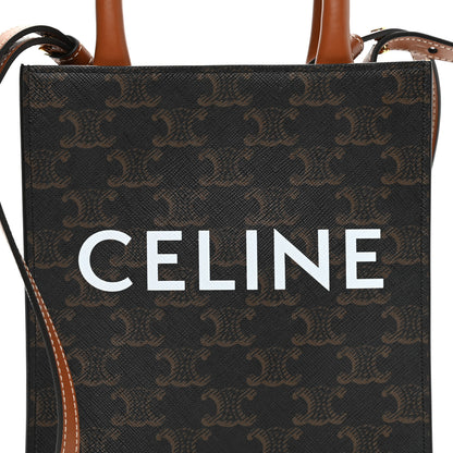 Celine Triomphe Canvas Calfskin Mini Vertical Cabas Tan 6 of 8