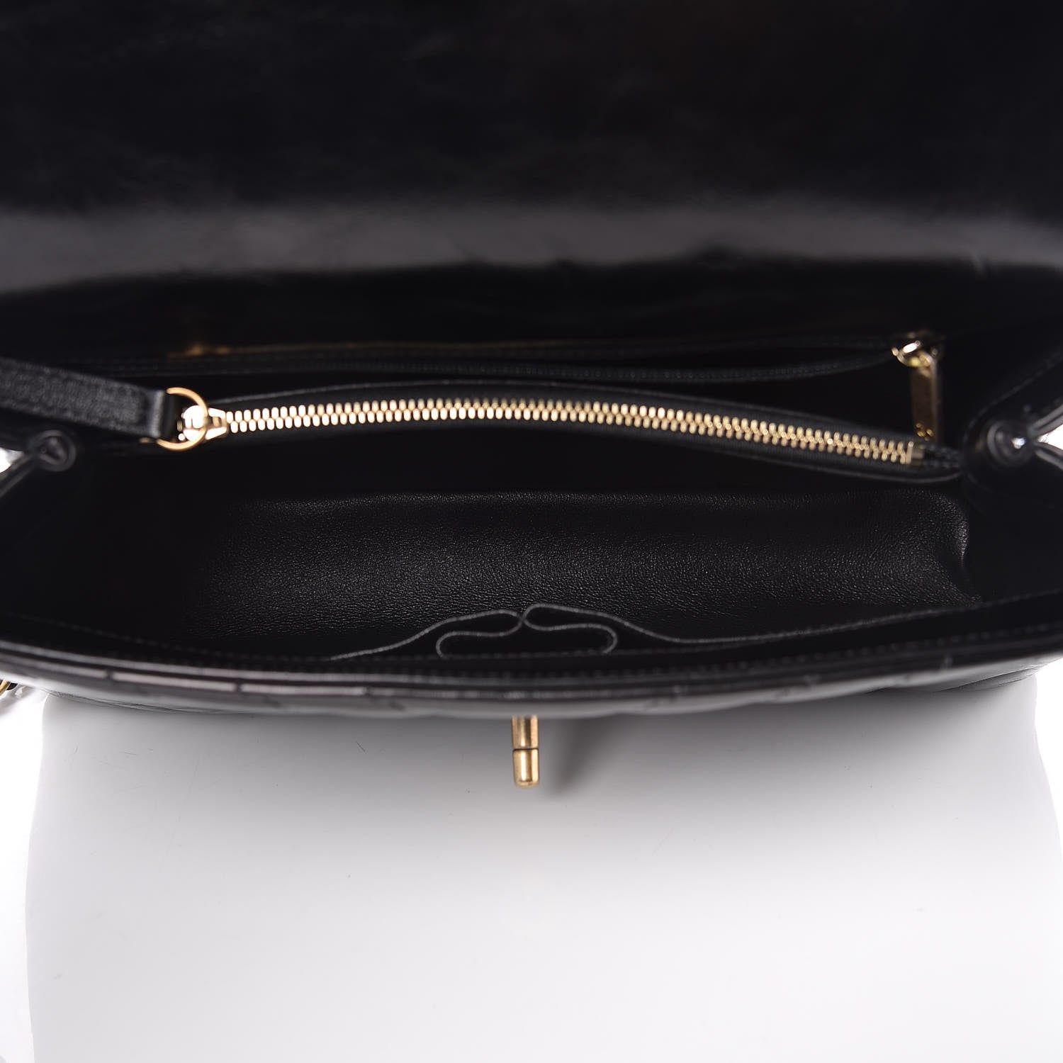 Chanel Calfskin Lizard Chevron Quilted Small Coco Handle Flap Black 5 of 9