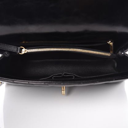 Chanel Calfskin Lizard Chevron Quilted Small Coco Handle Flap Black 5 of 9