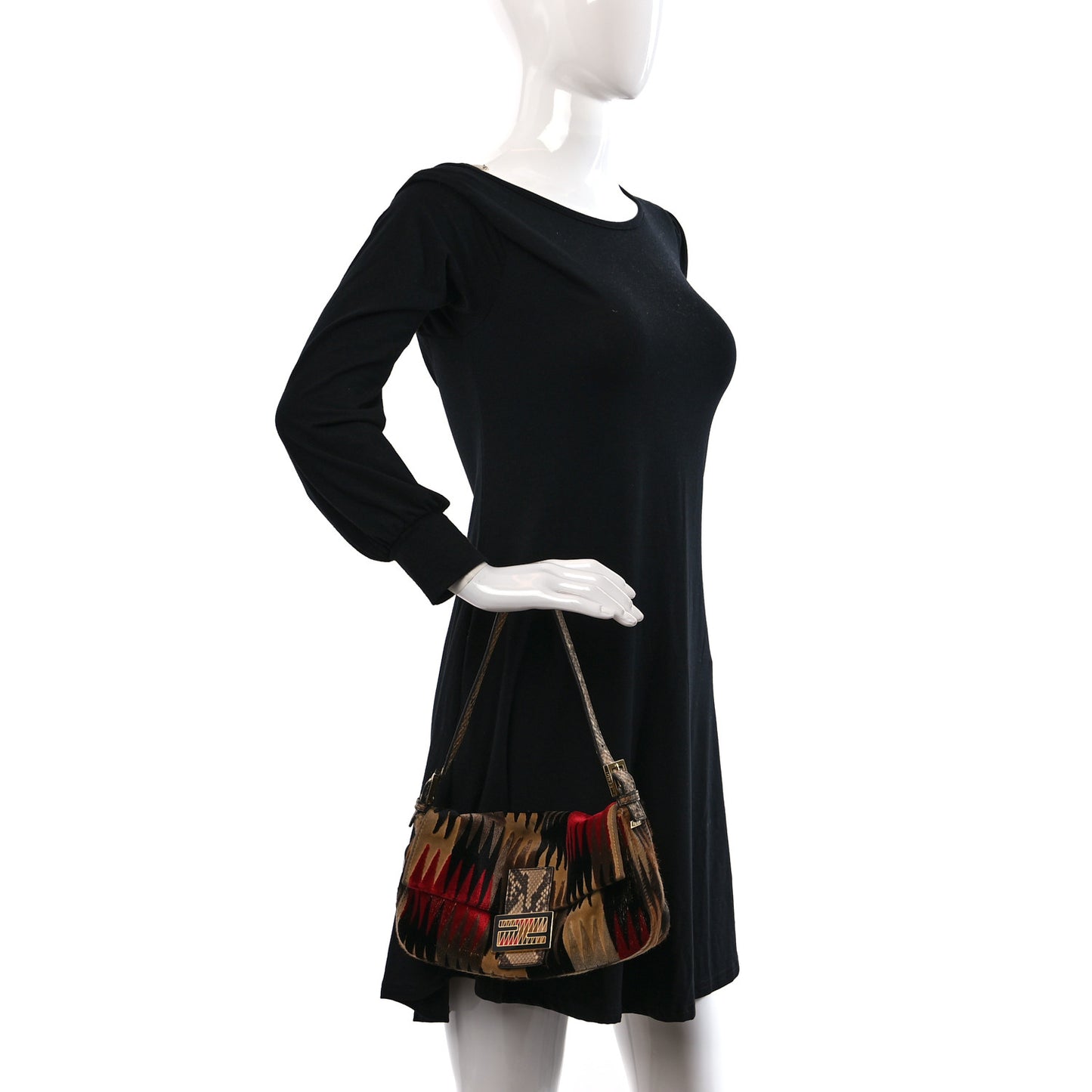 Velvet Calf Hair Snakeskin Baguette Multicolor