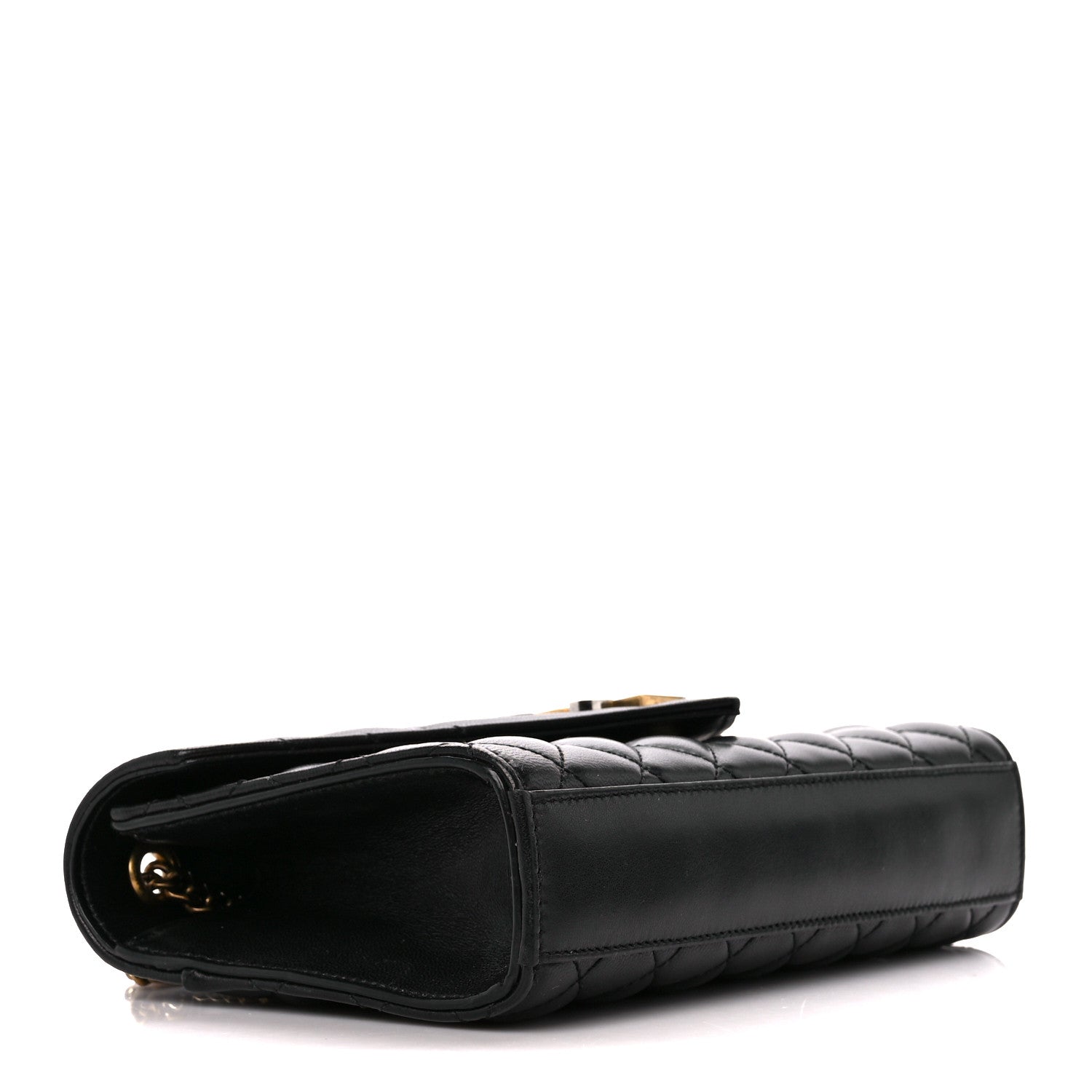 Saint Laurent Lambskin Mixed Matelasse Triquilt Small Monogram Satchel Black 4 of 12