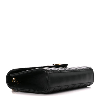 Saint Laurent Lambskin Mixed Matelasse Triquilt Small Monogram Satchel Black 4 of 12
